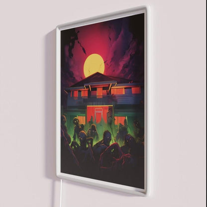 A Group Of Zombies In Front Of A House Rgb Led Neon Sign - Shineneon