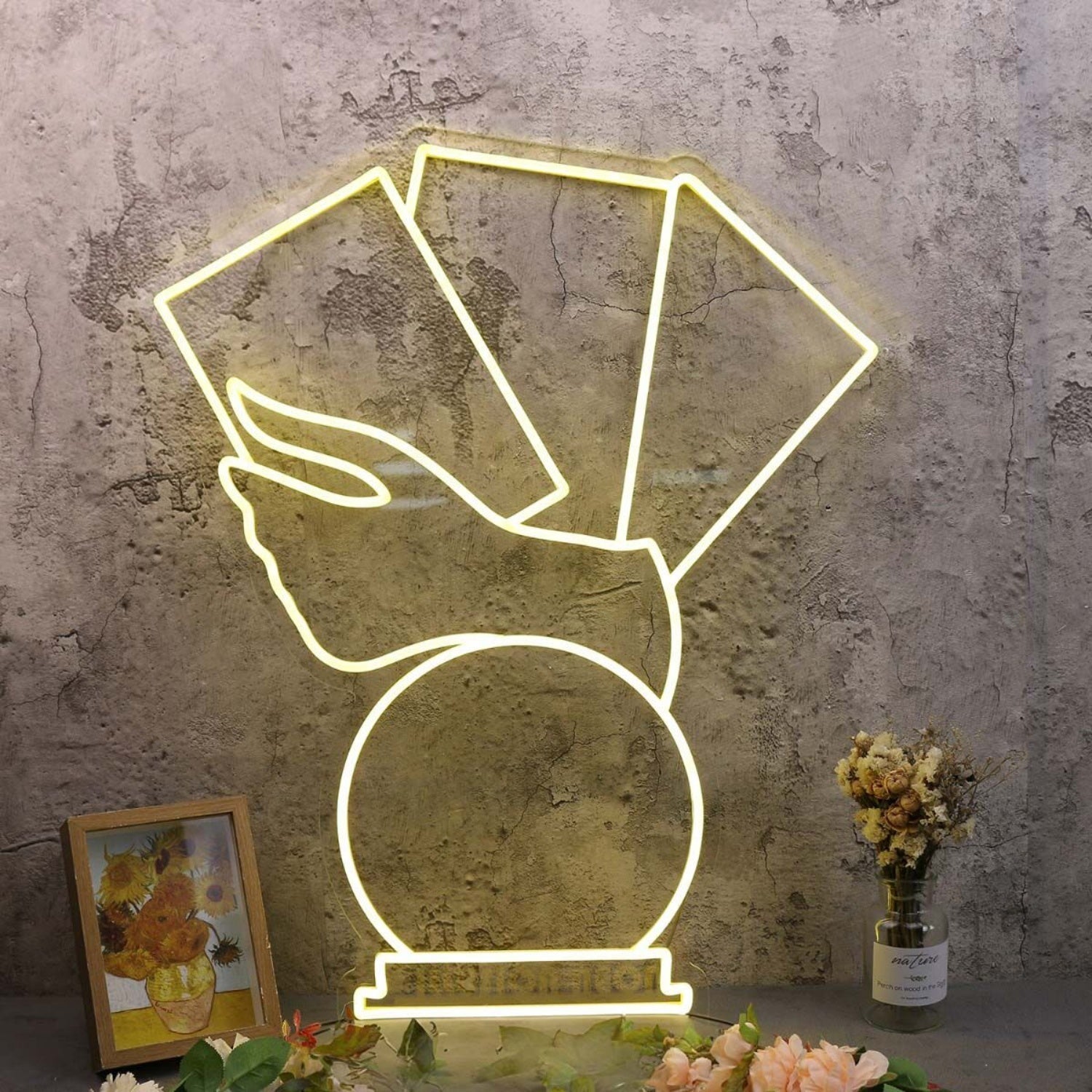 A Hand Holding Books Yellow Led Neon Sign - Shineneon