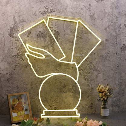 A Hand Holding Books Yellow Led Neon Sign - Shineneon