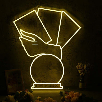 A Hand Holding Books Yellow Led Neon Sign - Shineneon