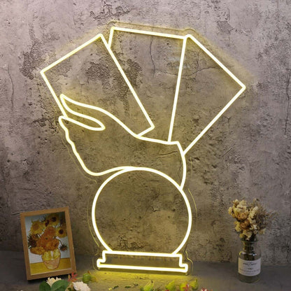 A Hand Holding Books Yellow Led Neon Sign - Shineneon