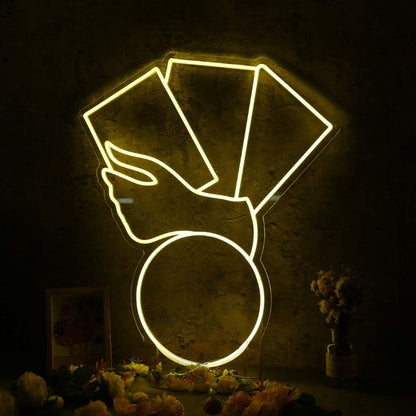 A Hand Holding Books Yellow Led Neon Sign - Shineneon