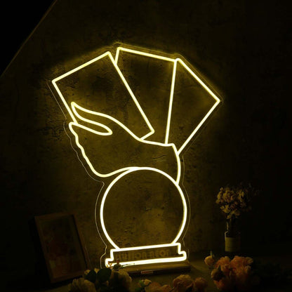 A Hand Holding Books Yellow Led Neon Sign - Shineneon
