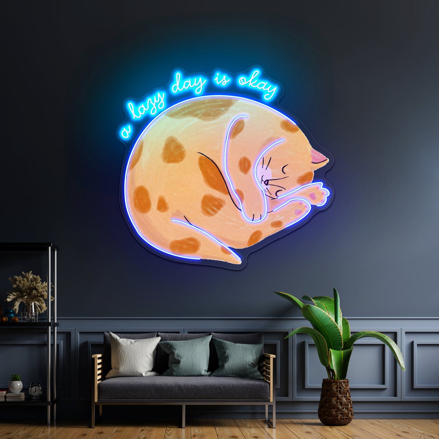 A Lazy Day Is Okay Cat Neon Signs For Cheap Neon Signs Artwork