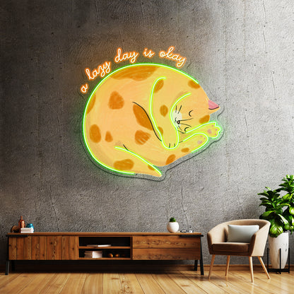 A Lazy Day Is Okay Cat Neon Signs For Cheap Neon Signs Artwork - LED neon sign view 9