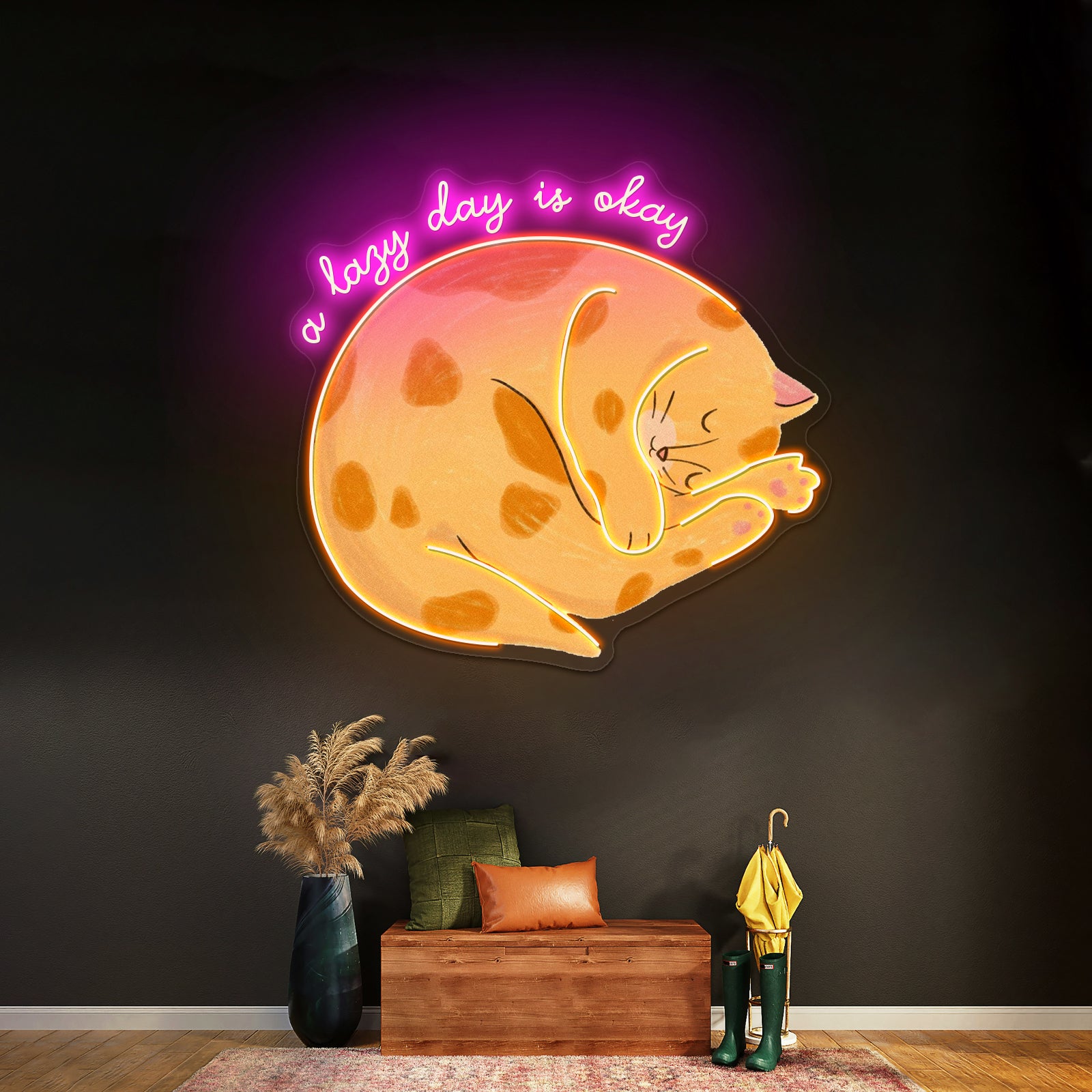 A Lazy Day Is Okay Cat Neon Signs For Cheap Neon Signs Artwork - LED neon sign view 6