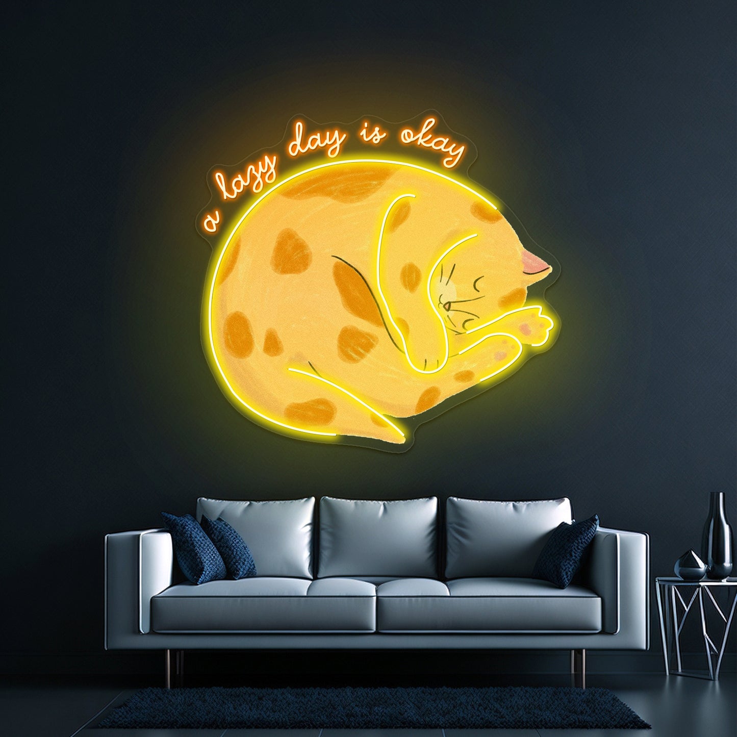 A Lazy Day Is Okay Cat Neon Signs For Cheap Neon Signs Artwork