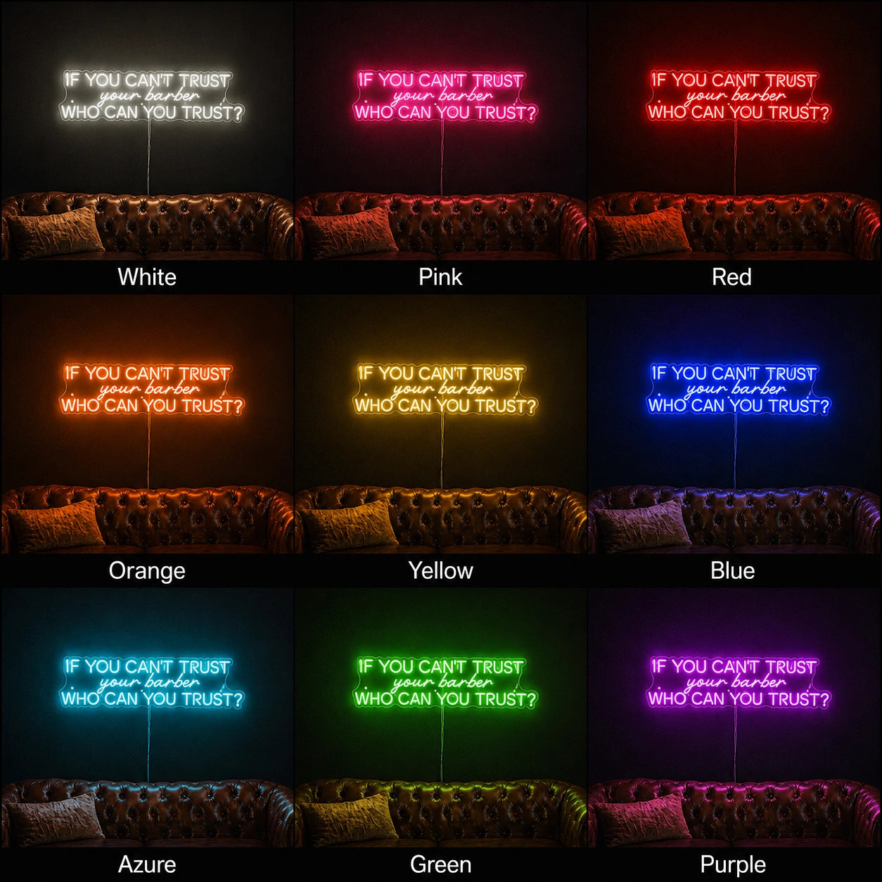 A Leather Couch With A LED Neon Sign - 05 Color Grid