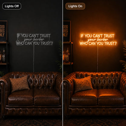 A Leather Couch With A LED Neon Sign - 06 Day Night Comparison