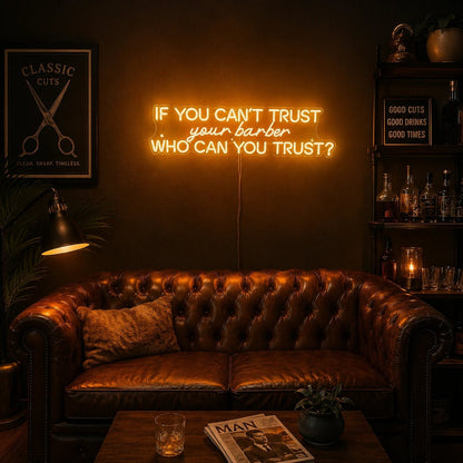 A Leather Couch With A LED Neon Sign - Shineneon