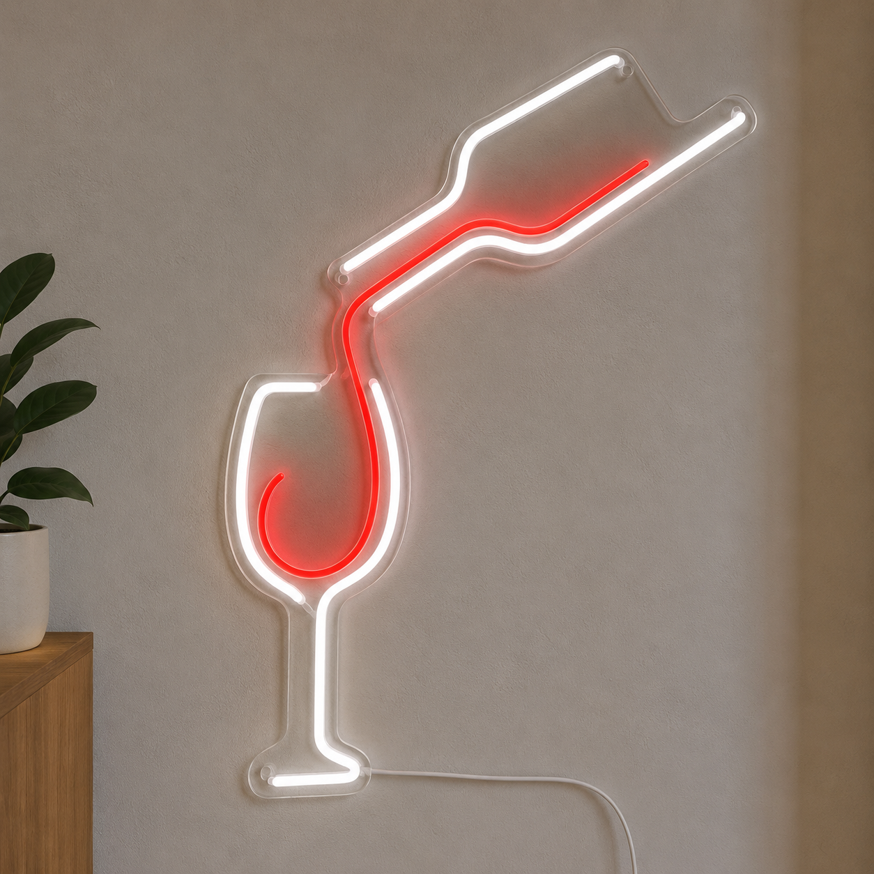 A LED Neon Sign With A Wine Glass On It main product image
