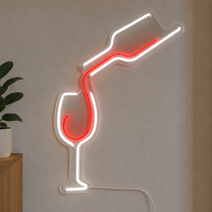 A LED Neon Sign With A Wine Glass On It main product image