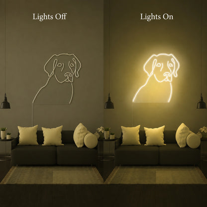 A Living Room With A LED Neon Sign - 06 Day Night Comparison