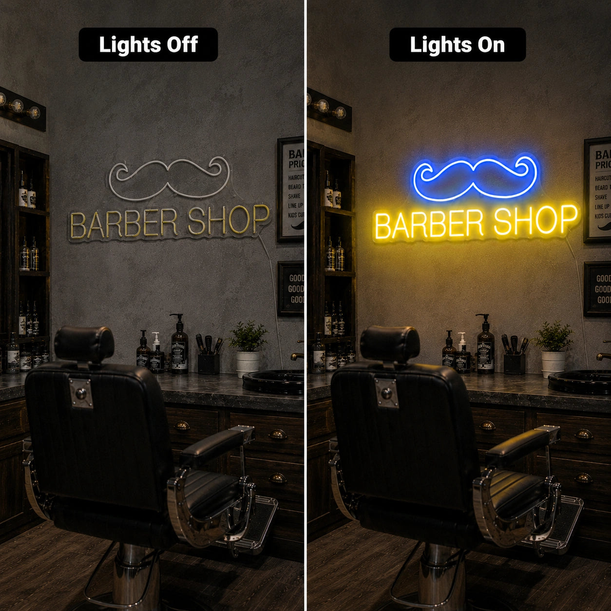 A Man Cutting Another Mans LED Neon Sign - 06 Day Night Comparison