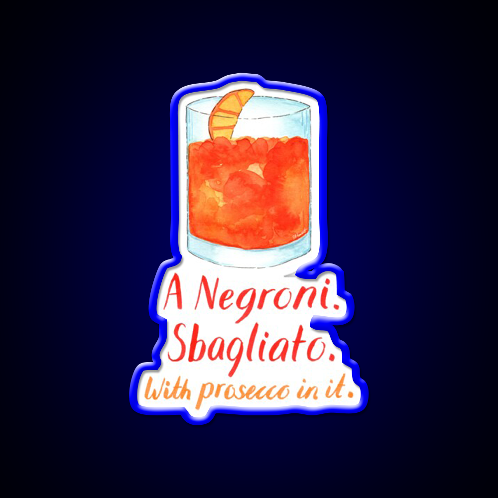 A Negroni Sbagliato Prosecco In It Bar Decor Led Neon Sign Rgb Color - Size and dimension reference