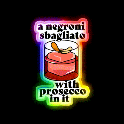 A Negroni Sbagliato Prosecco In It Cocktail Bar Decor Led Neon Sign Rgb Color - LED neon sign close-up detail