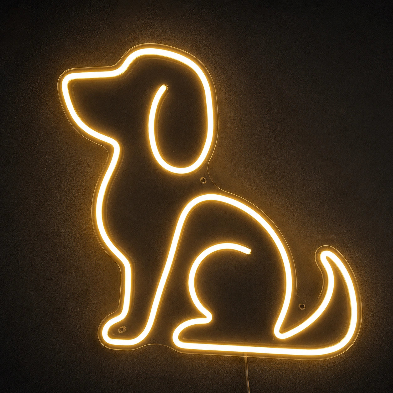 A Person Standing Next To LED Neon Sign Dog Neon Sign - 01 Original Product Image