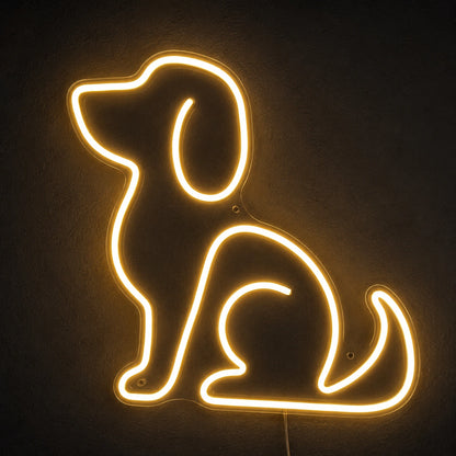 A Person Standing Next To LED Neon Sign Dog Neon Sign - 01 Original Product Image
