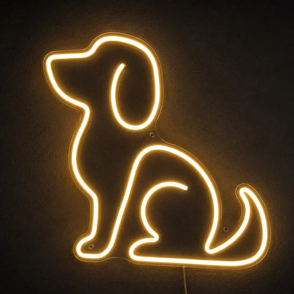 A Person Standing Next To LED Neon Sign Dog Neon Sign - Shineneon