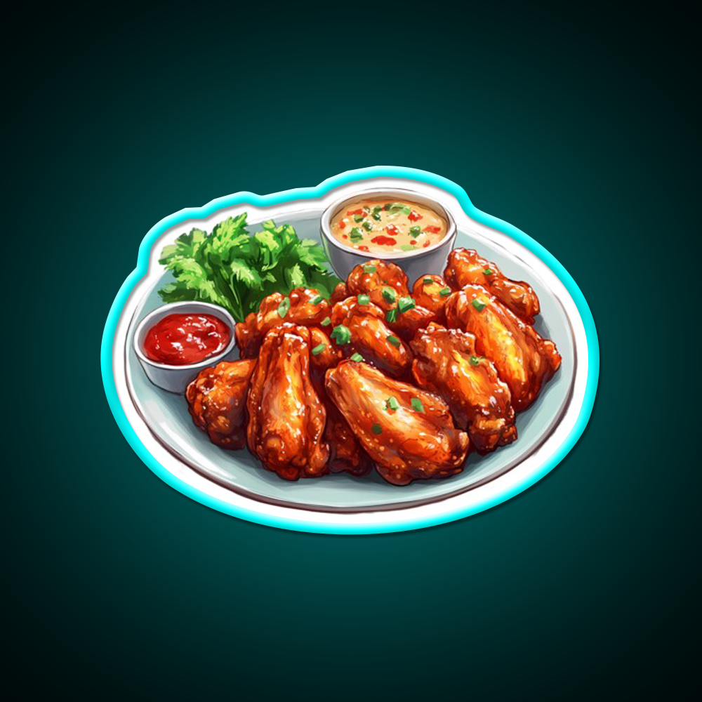 A Plate Of Chicken Wings Fast Food Led Neon Sign For Burger Place Rgb Color