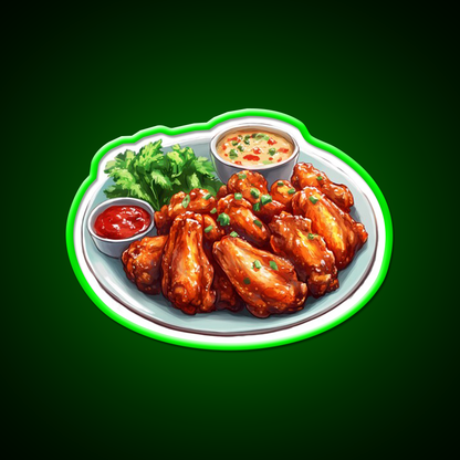 A Plate Of Chicken Wings Fast Food Led Neon Sign For Burger Place Rgb Color