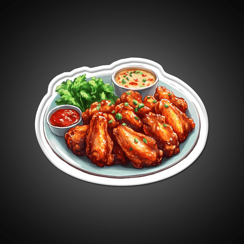 A Plate Of Chicken Wings Fast Food Led Neon Sign For Burger Place Rgb Color - Shineneon