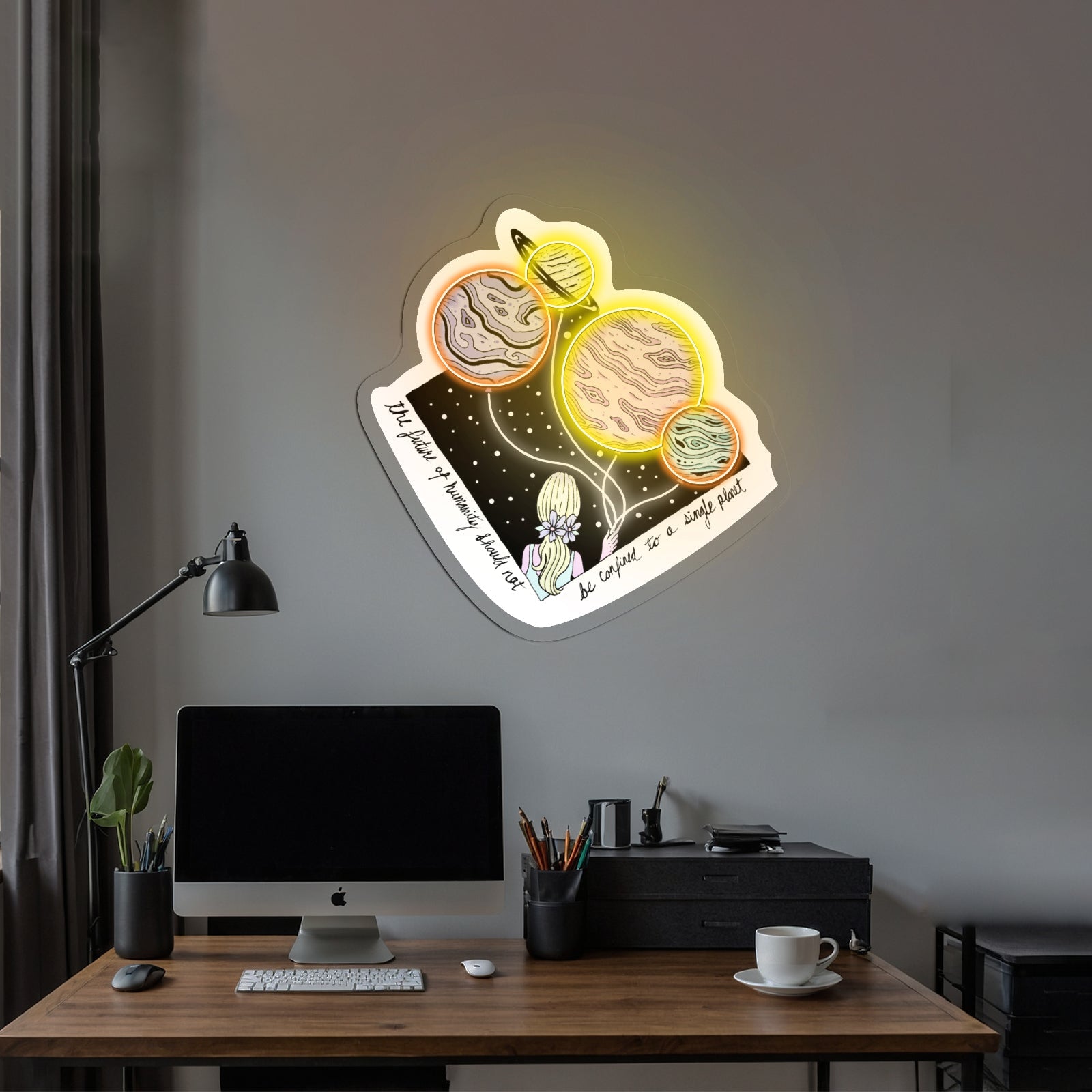 A Single Planet Multicolor Woman Artwork Unique Custom Neon Light Sign - Shineneon