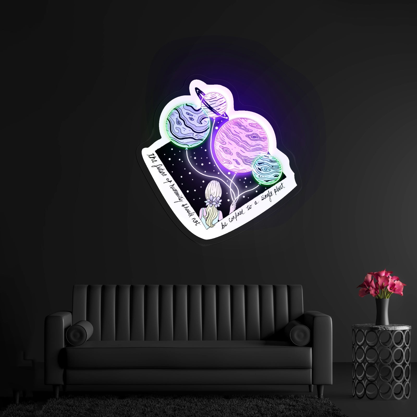 A Single Planet Multicolor Woman Artwork Unique Custom Neon Light Sign - Shineneon