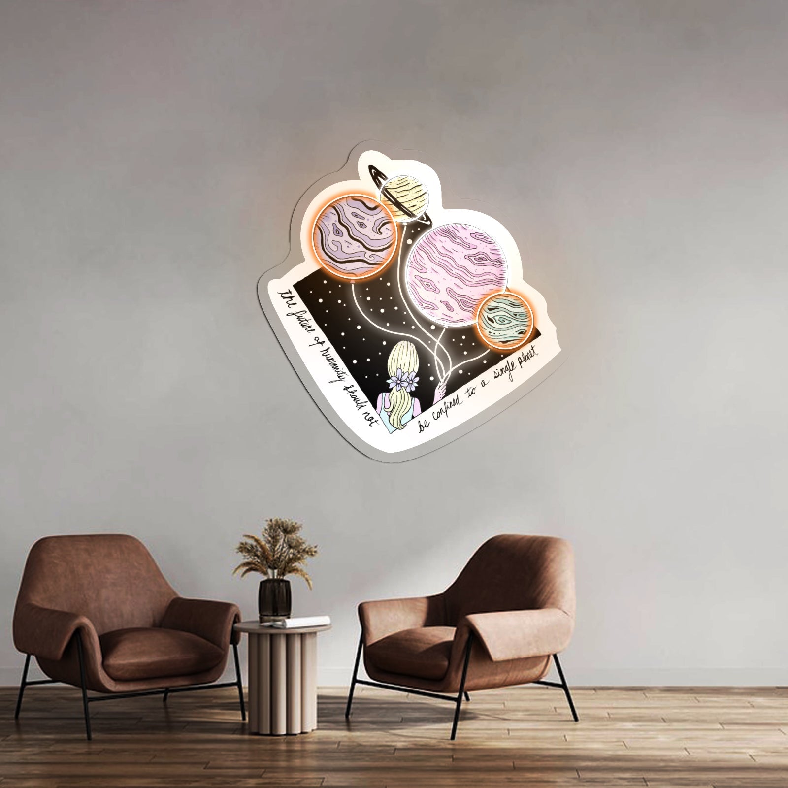A Single Planet Multicolor Woman Artwork Unique Custom Neon Light Sign - Shineneon