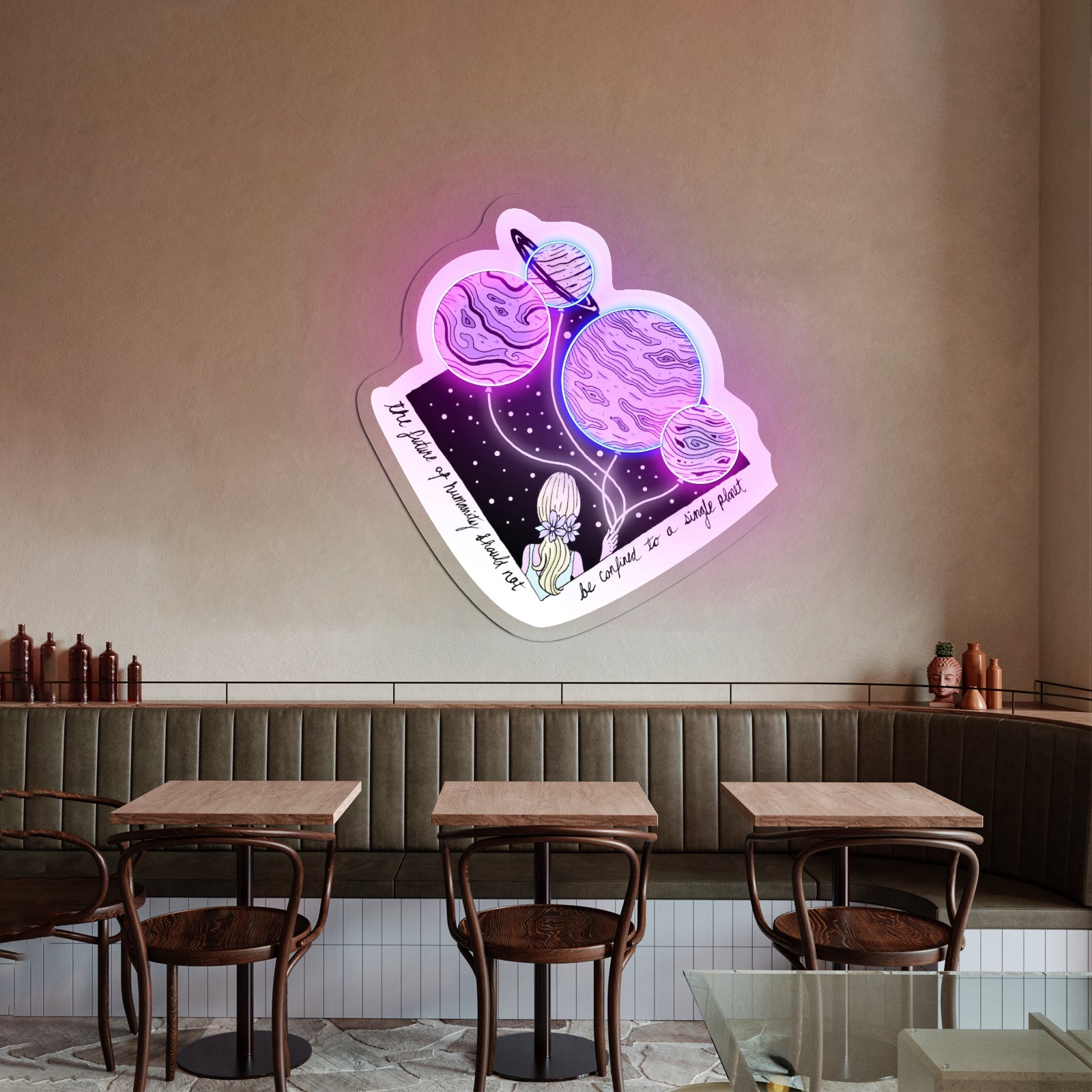 A Single Planet Multicolor Woman Artwork Unique Custom Neon Light Sign - Shineneon