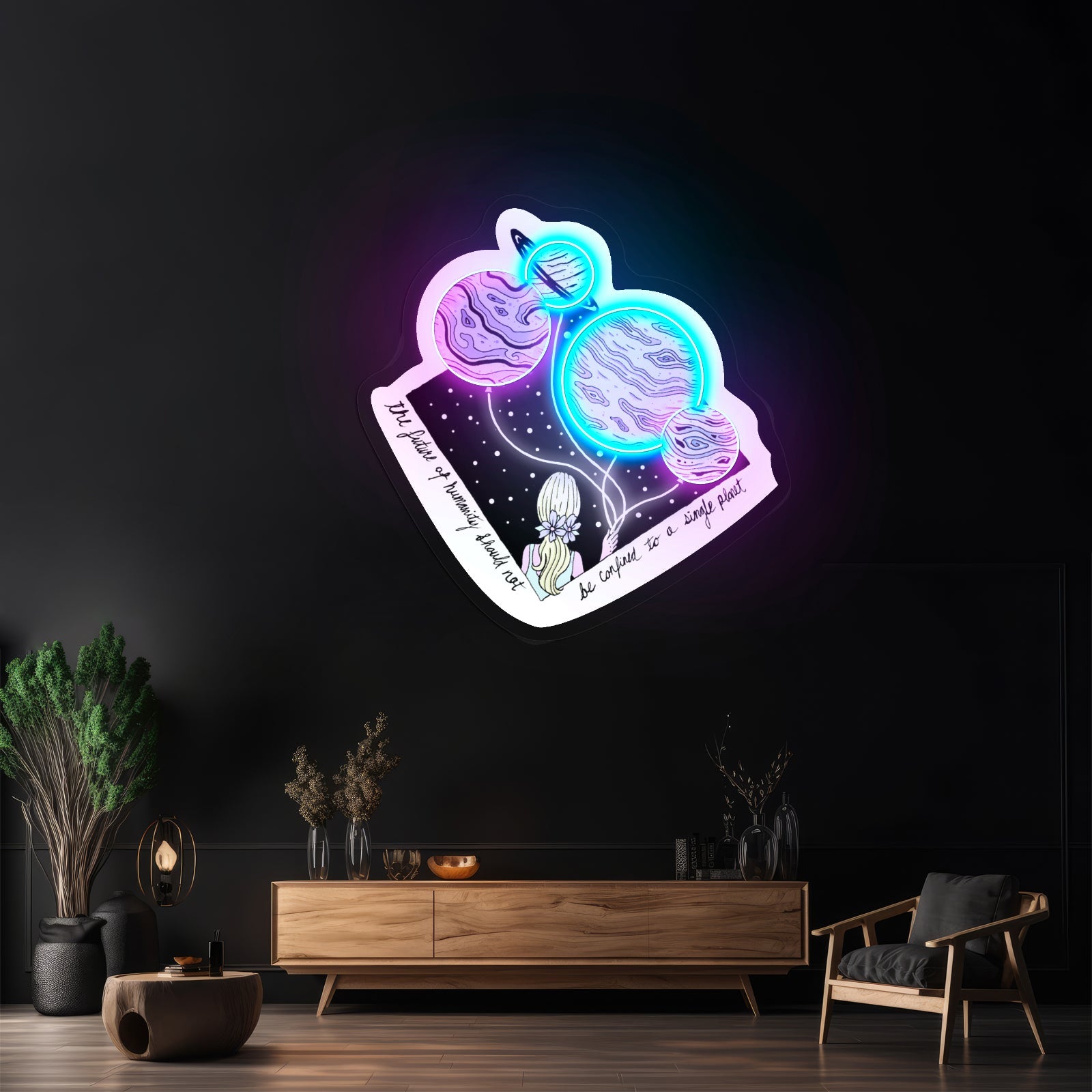 A Single Planet Multicolor Woman Artwork Unique Custom Neon Light Sign - Shineneon