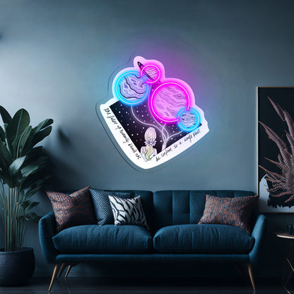 A Single Planet Multicolor Woman Artwork Unique Custom Neon Light Sign