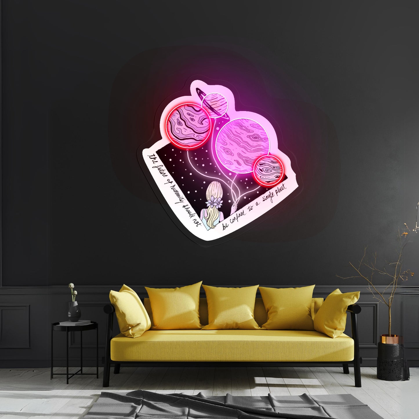 A Single Planet Multicolor Woman Artwork Unique Custom Neon Light Sign