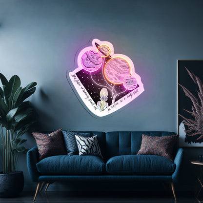 A Single Planet Multicolor Woman Artwork Unique Custom Neon Light Sign