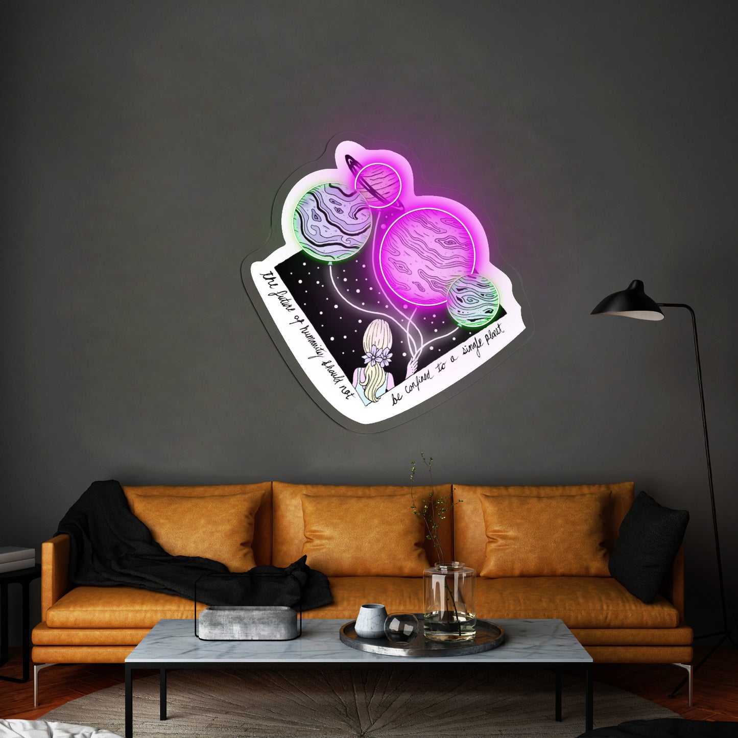 A Single Planet Multicolor Woman Artwork Unique Custom Neon Light Sign