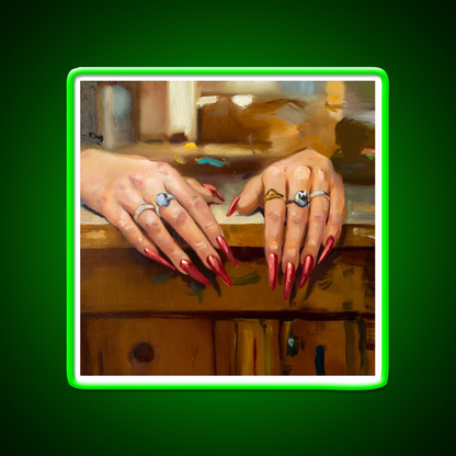 A Study Of A Womans Hands Nail Salon Led Neon Sign Rgb Color