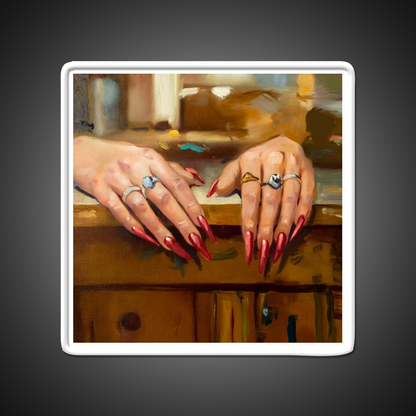 A Study Of A Womans Hands Nail Salon Led Neon Sign Rgb Color