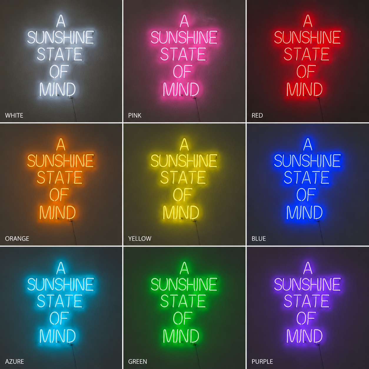 A Sunshine State Of Mind LED Neon Sign Wall Neon Sign - 05 Color Grid