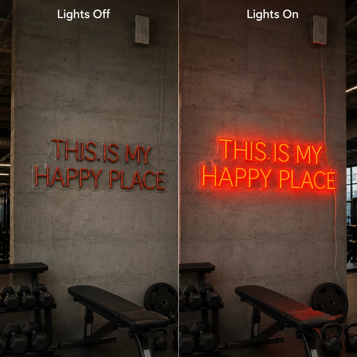 A That Says LED Neon Sign Gym Neon Sign - 06 Day Night Comparison