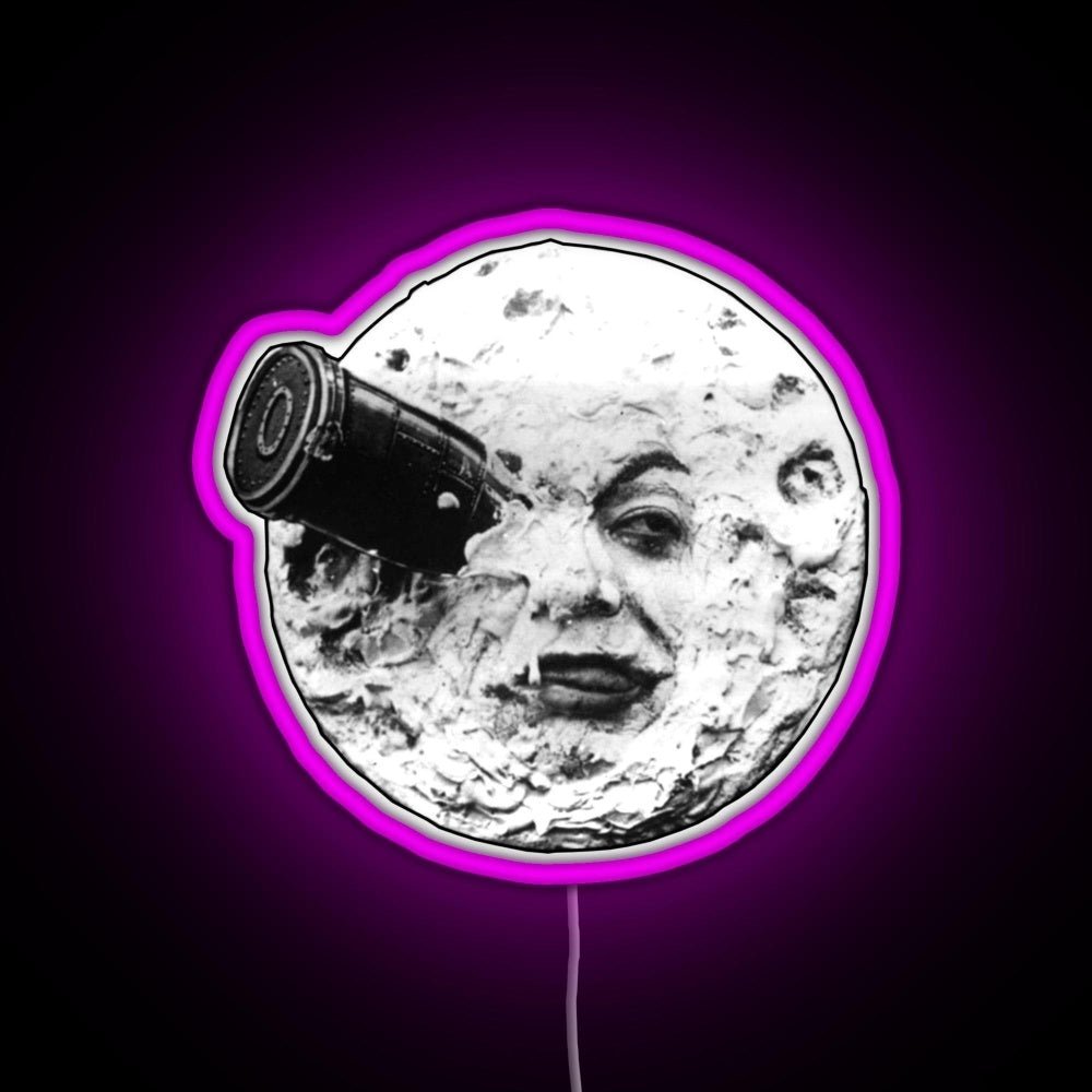 A Trip To The Moon Le Voyage Dans Face Only Rgb Led Neon Sign Pop Wall Art - Shineneon