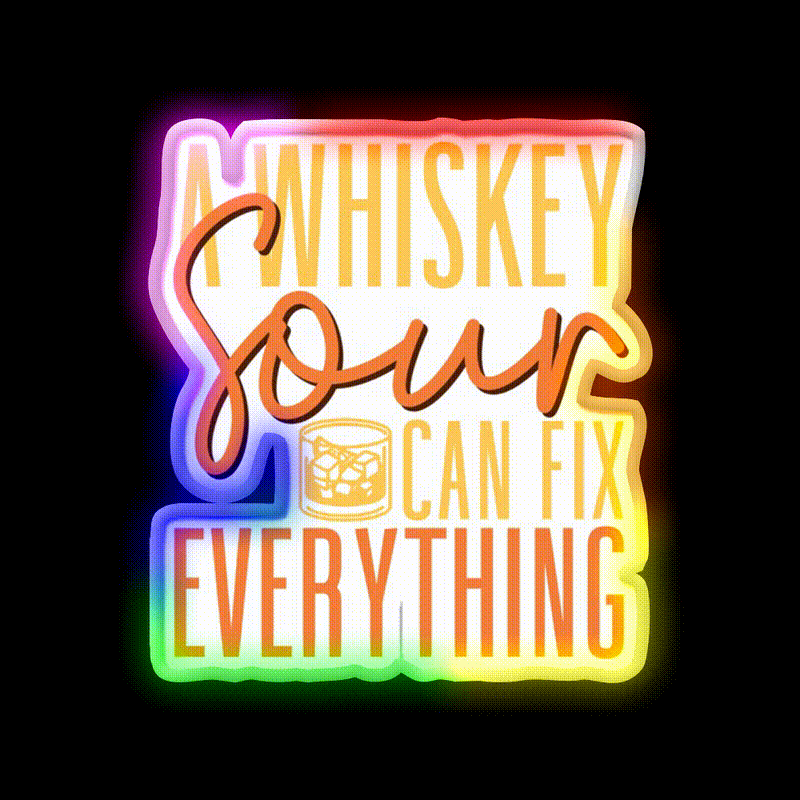 A Whiskey Sour Can Fix Everything Bartender Bar Decor Led Neon Sign Rgb Color - LED neon sign close-up detail