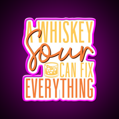 A Whiskey Sour Can Fix Everything Bartender Bar Decor Led Neon Sign Rgb Color - Neon sign mounted on wall in room