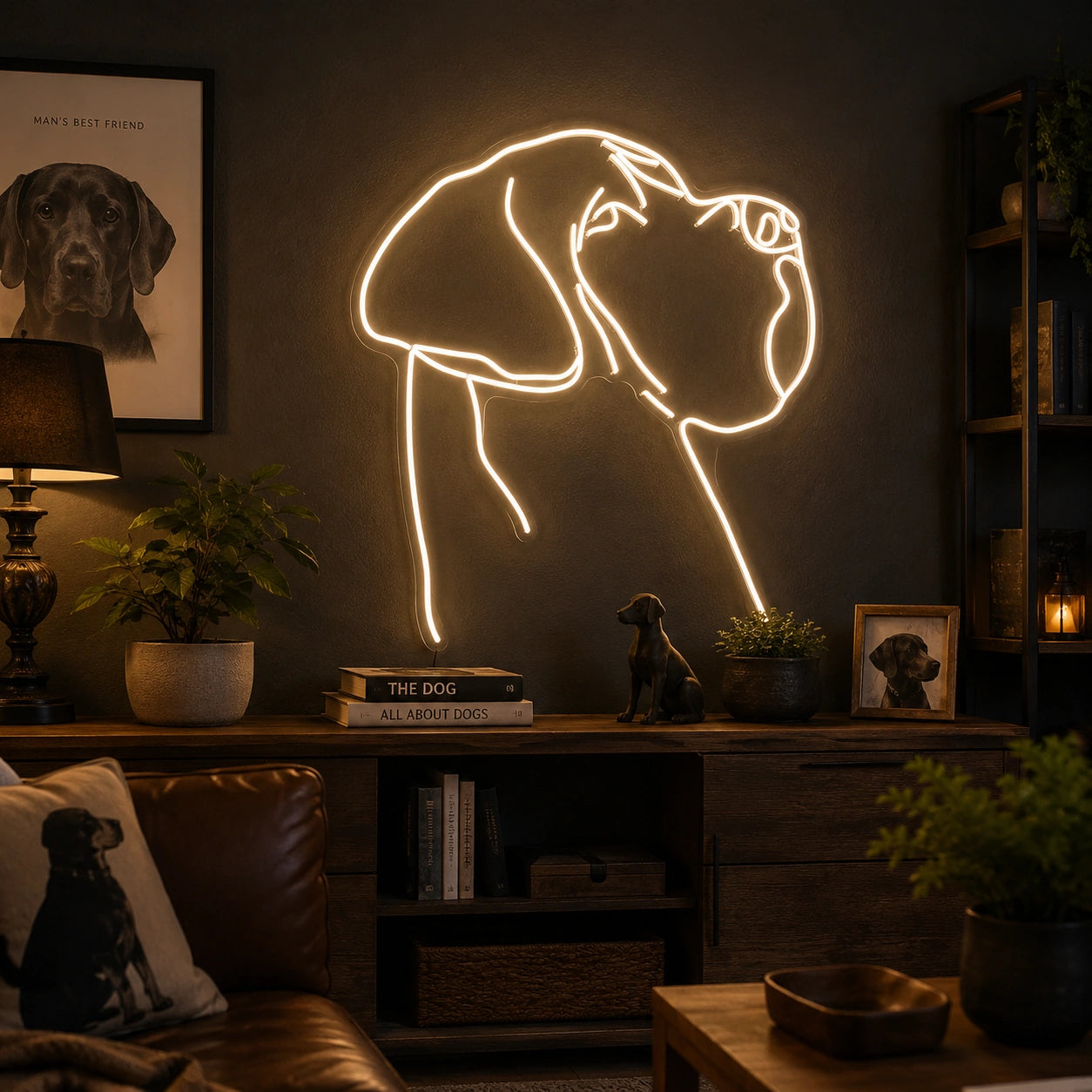 A With A LED Neon Sign Dog Neon Sign - 03 Real Lifestyle Scene