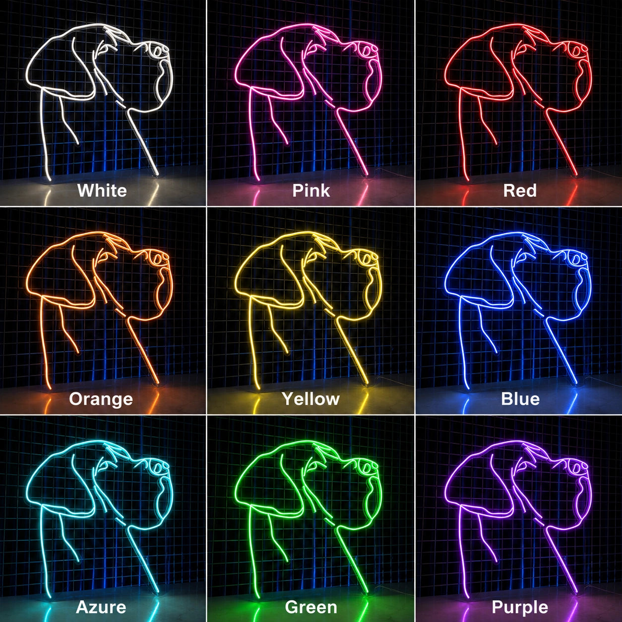 A With A LED Neon Sign Dog Neon Sign - 05 Color Grid