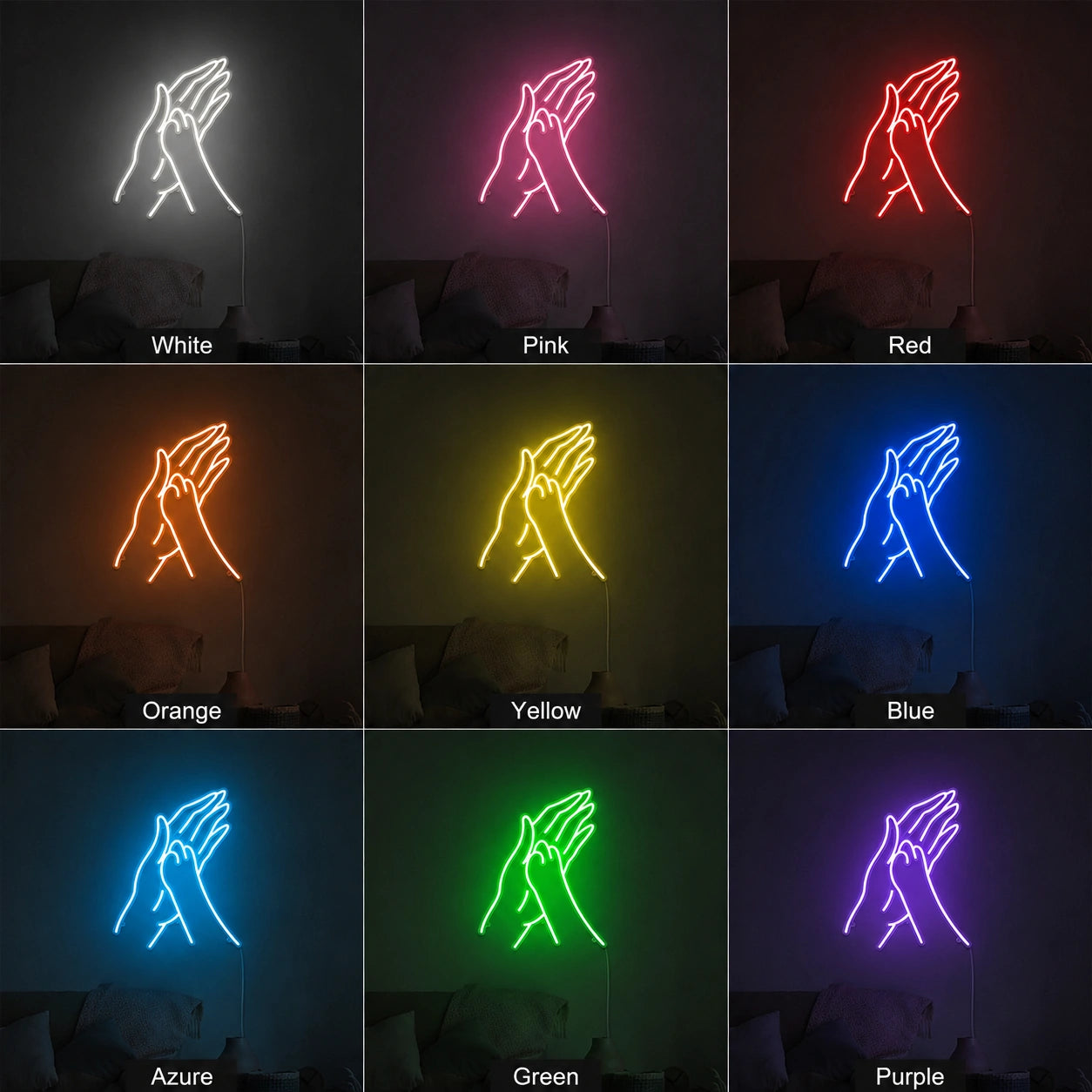 A With Two LED Neon Sign - 05 Color Grid