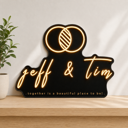Jeff & Tim Wedding Custom Led Neon Sign Golden Yellow