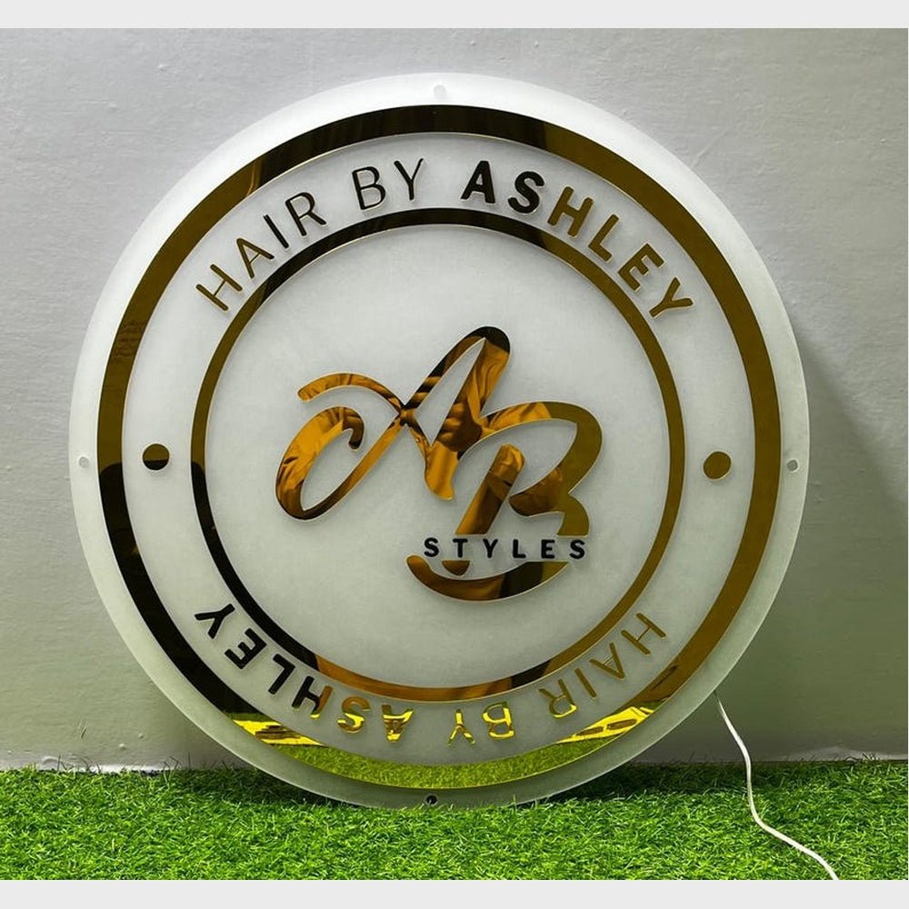 Ab Hair By Ashley Acrylic Business Logo Sign - Shineneon