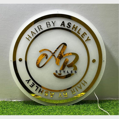 Ab Hair By Ashley Acrylic Business Logo Sign - Shineneon