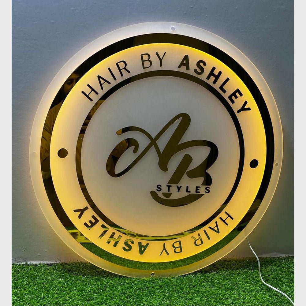 Ab Hair By Ashley Acrylic Business Logo Sign - Shineneon