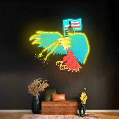 Abraham Lincoln Riding Eagle With Lasers Neon Signs For Aesthetic Neon Signs Artwork - Shineneon